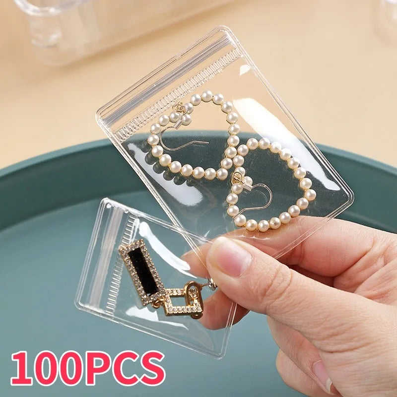 10–100PCS PVC Self-Sealing Zip Lock Bags — Thick Transparent Reclosable Pouches for Jewelry & Gift Storage