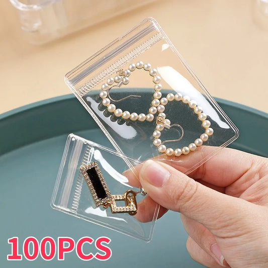 10–100PCS PVC Self-Sealing Zip Lock Bags — Thick Transparent Reclosable Pouches for Jewelry & Gift Storage