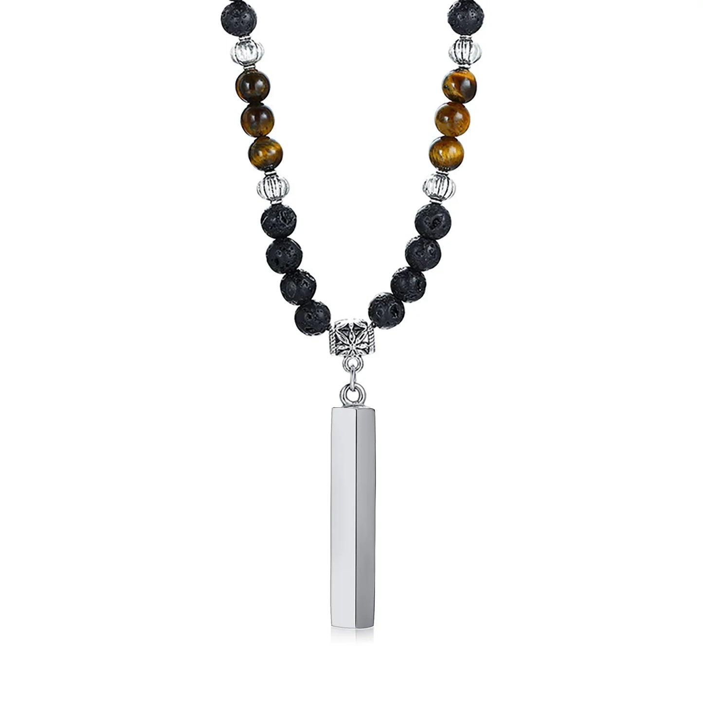 Men's Tibetan Phurba Kilaya Necklace – Tiger’s Eye & Lava Stone Spiritual Dagger Jewelry