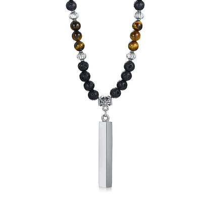 Men's Tibetan Phurba Kilaya Necklace – Tiger’s Eye & Lava Stone Spiritual Dagger Jewelry