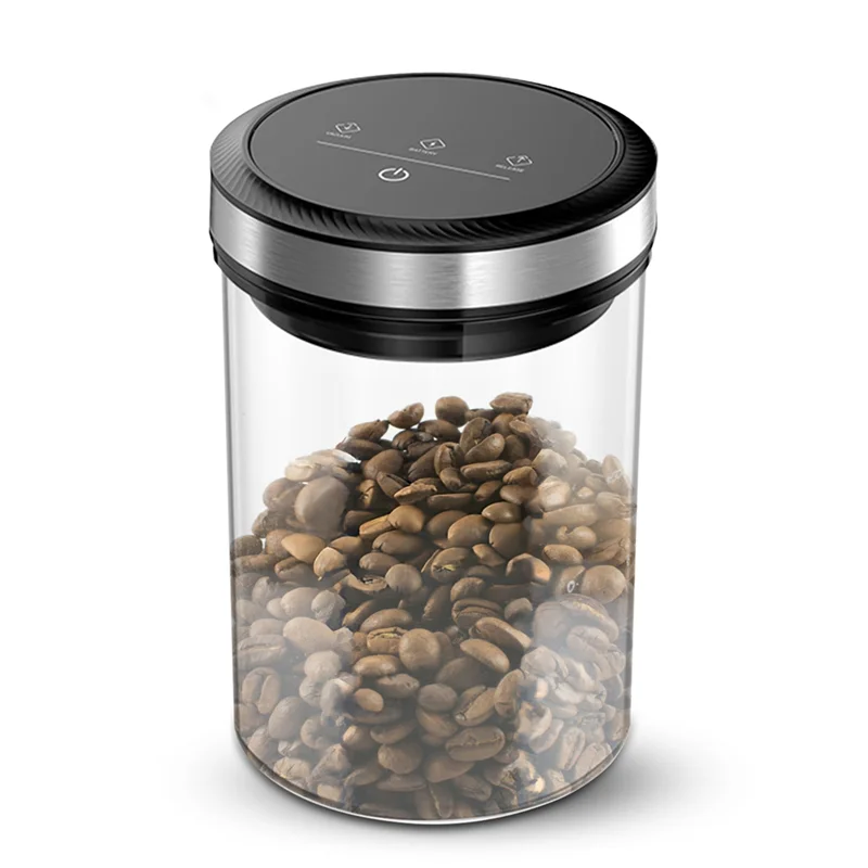 J1UL1N Vacuum Coffee Canister — 1.6L/54Oz Airtight Storage Jar with 33KPa Auto Vacuum & Touch Screen Lid