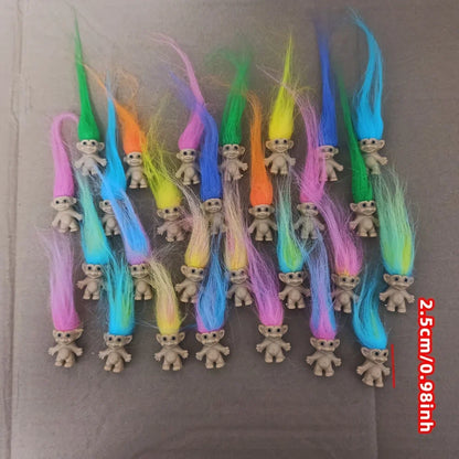 Vintage Troll Doll Figures - Colorful Cute Lucky Trolls Collection, Party Favors & Christmas Halloween Decor