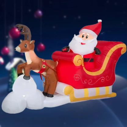 2.1M Inflatable Christmas Decoration – Santa Claus Riding Sled with Reindeer for Indoor & Outdoor Garden and Party Decor