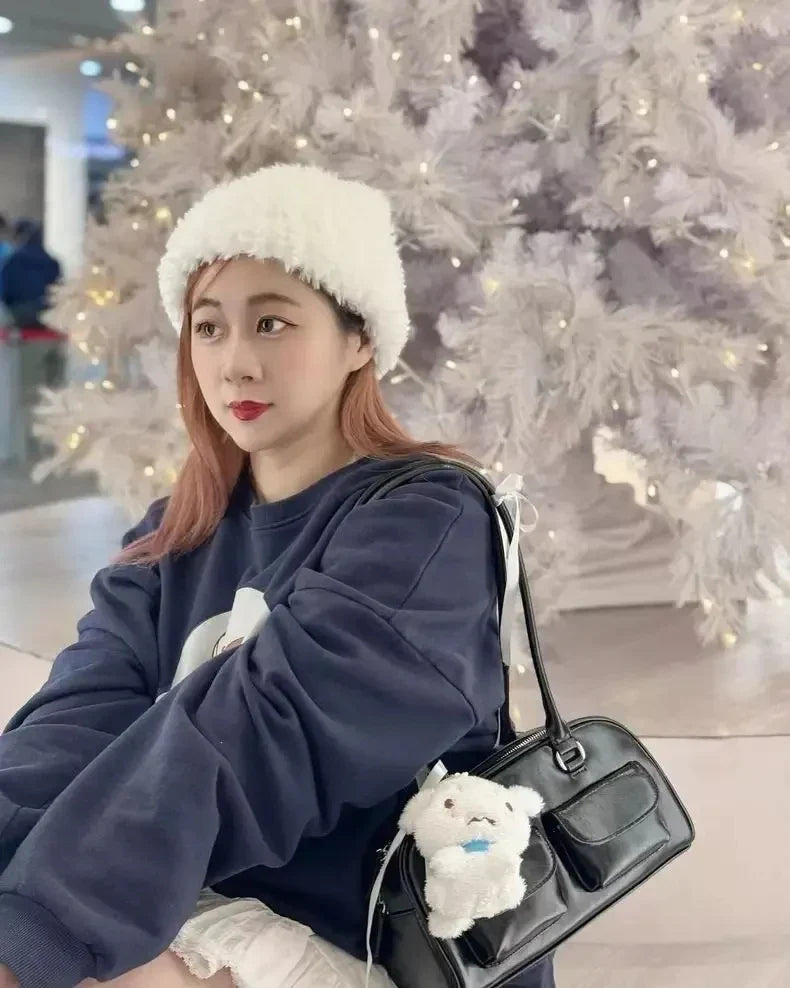 Korean Xu Yunzhen Sane Style Bowling Bag — Oil Boston Tote Underarm Bag for Women