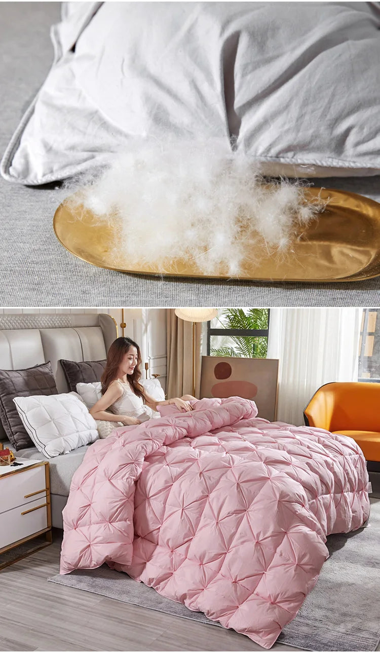 KDJEIKZ Winter Cotton Goose Down Quilt – Five-Star Hotel Duvet, Super Soft & Fluffy for Queen, King & Full Size, All-Season Blanket