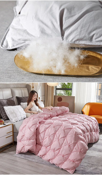 KDJEIKZ Winter Cotton Goose Down Quilt – Five-Star Hotel Duvet, Super Soft & Fluffy for Queen, King & Full Size, All-Season Blanket