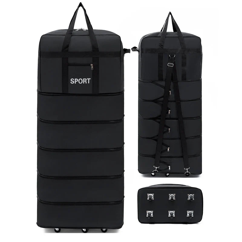 5-Layer Folding Wheeled Travel Bag – Large Capacity Waterproof Durable Luggage for Weekend Trips & Overnight Travel
