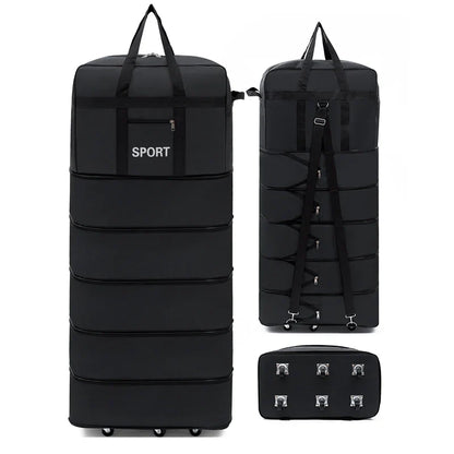 5-Layer Folding Wheeled Travel Bag – Large Capacity Waterproof Durable Luggage for Weekend Trips & Overnight Travel