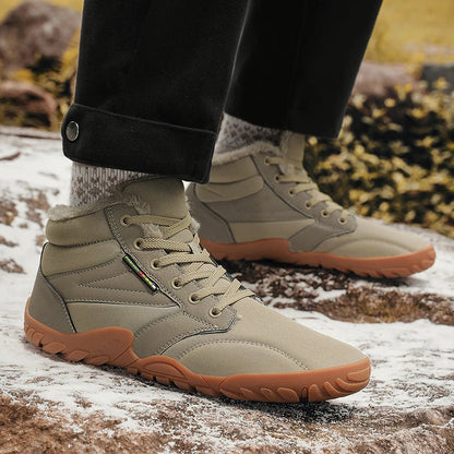 Men's Winter Snow Boots – Warm Fur Lined, Non-Slip Barefoot Outdoor Ankle Sneakers, Lightweight Hiking Shoes, Plus Size