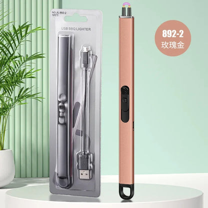 Windproof USB Rechargeable Arc Lighter – Pulse Electronic Ignition with Safety Lock & Battery Display for BBQ, Kitchen & Outdoor Use