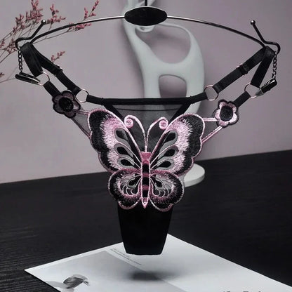 Sexy Lace Thong Women’s Butterfly Low Waist Panties - Sheer Mesh G-String Briefs