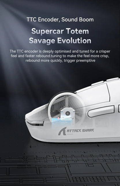 Attack Shark X6 PAW3395 Bluetooth Gaming Mouse — Tri-Mode Connection with RGB Touch, Magnetic Charging Base & Macro Functions