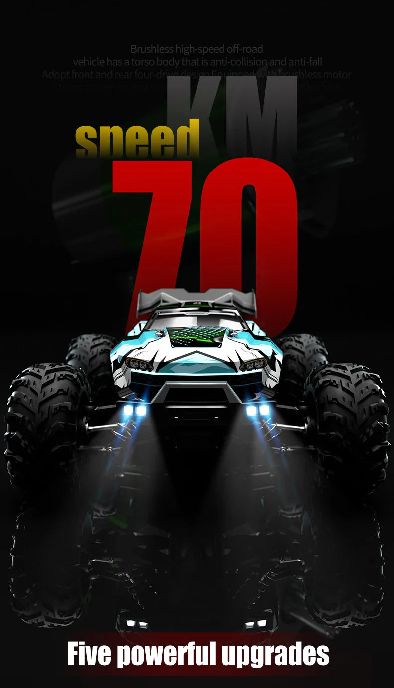 ZWN 1:16 4WD RC Monster Truck – 70KM/H High-Speed Drift Remote Control Car with LED for Kids, vs Wltoys 144001