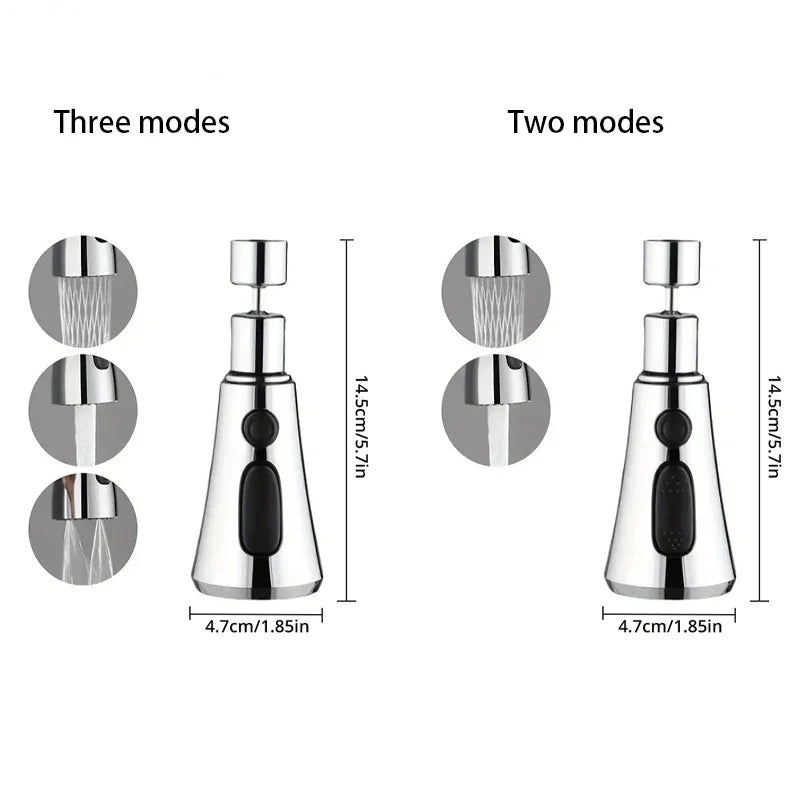 Metal Alloy Faucet Extender with 3 Modes – Water-Saving Home Shower Spray Filter