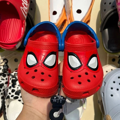 Cartoon Hole Sandals Slippers — Red EVA Hollow-Out Beach Shoes for Boys & Girls, Breathable Casual Jelly Garden Footwear Gift