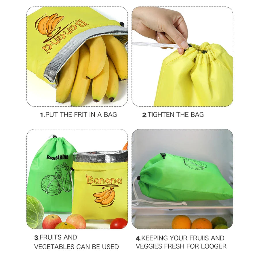 1/3 Banana & Vegetable Storage Bag – Anti-Ripening, Lightweight Preservation Bag for Fruits and Produce