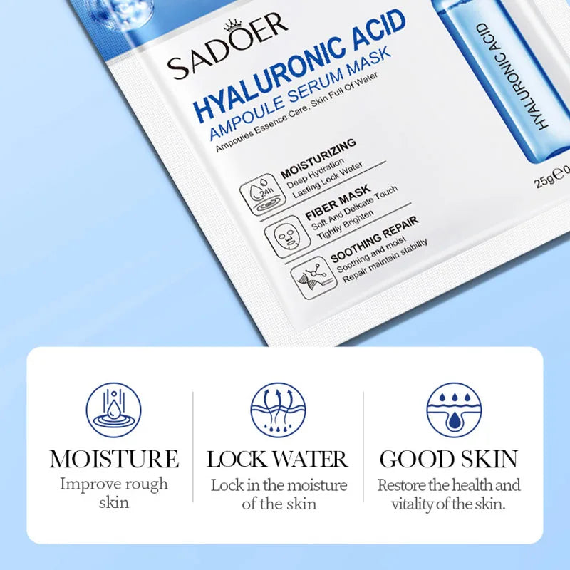 15PCS 24K Gold Hyaluronic Acid Face Masks – Firming, Moisturizing & Brightening Hydrating Skincare