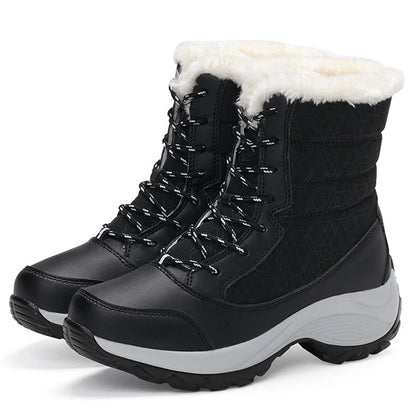Women’s Snow Boots — Non-Slip Waterproof Fur-Lined Platform Ankle & Thigh-High Winter Boots with Wedges