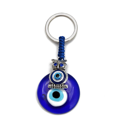 Lucky Eye Fatima Hand Keychain – Alloy Tree of Life Elephant Owl Blue Turkish Evil Eye Car Keyring Jewelry for Men & Women Gift