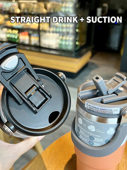 Tyeso Double-Layer Insulated Coffee Cup – Portable Stainless Steel Ice Cream Cup with Cold Insulation & Large Capacity