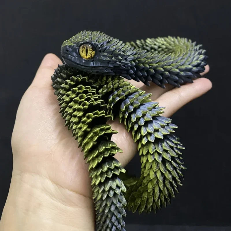 3D Printed Movable Joint Snake Figurine — Simulation Fidget Toy, Office Desktop Ornament, 2025 New Year Gift Craft