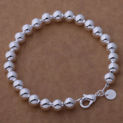 925 Sterling Silver Bead Bracelet – High-Quality Romantic Chain for Women, Fashion Jewelry Gift for Engagement, Party & Wedding