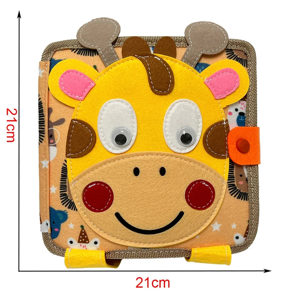 Montessori Busy Book for Kids – Color, Shape & Animal Cognition, Early Education Giraffe Quiet Book, Fine Motor Skills Toy