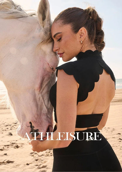 FUBEIKE Women’s Backless Hollow-Out Yoga Set – High Waist Leggings with Sports Bra for Running & Fitness