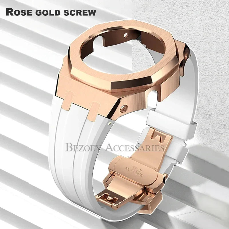 GEN4 Casioak GA2100 Mod Kit – Stainless Steel Case, Bezel, and Rubber Strap Replacement for G-SHOCK GA2100/GA2110