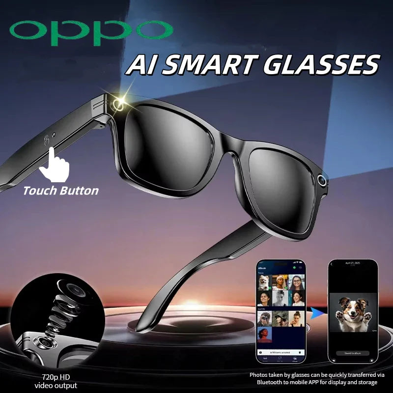 OPPO AI Smart Glasses — Ultra-Clear Camera, Touch Control, Bluetooth Calling, Video & Music Player Sport Sunglasses