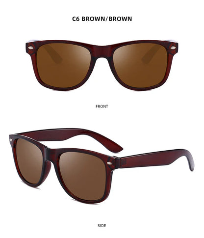 Classic Square Polarized Sunglasses – Retro Black Anti-Glare Driving Shades for Men & Women