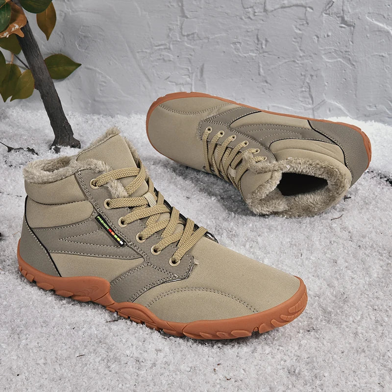Men's Winter Boots – Snow Barefoot Outdoor Non-Slip Warm Fur Ankle Boots, Lightweight Hiking Sneakers in Plus Sizes