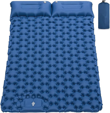Double Camping Air Mattress with Pillow - Waterproof, Inflatable Sleeping Pad for Nature Hikes