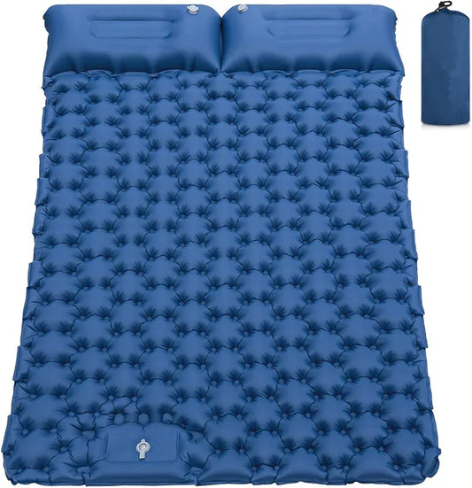 Double Camping Air Mattress with Pillow - Waterproof, Inflatable Sleeping Pad for Nature Hikes