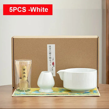 4/6Pcs Bamboo Matcha Tea Whisk Set – Scoop, Brush, Strainer & Bowl for Japanese Tea Ceremony