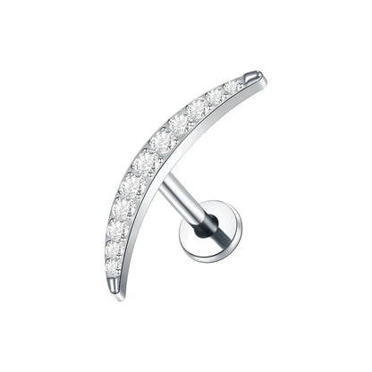Titanium CZ Tragus & Helix Stud – Internally Threaded Labret Lip Ring Piercing Earring (1PC)