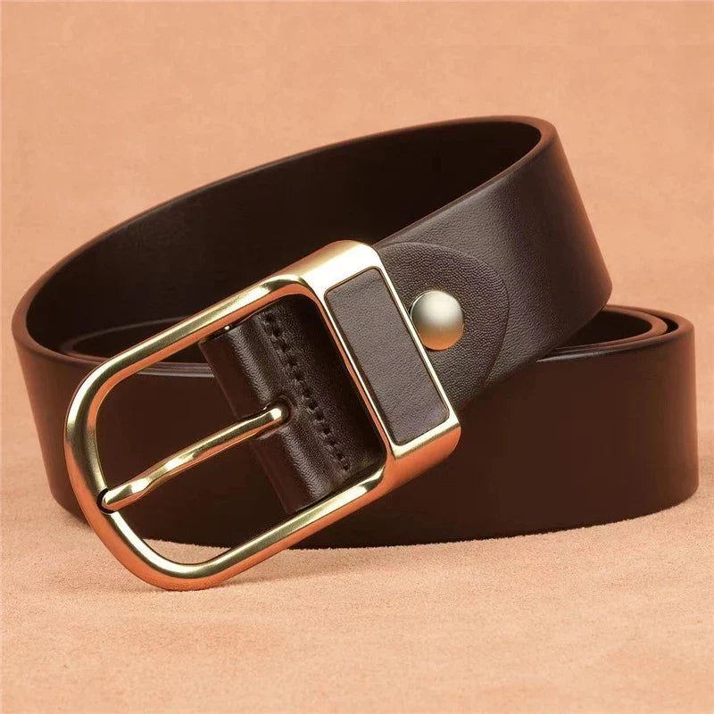 Genuine Leather Men's Belt – High-Quality Buckle, Cowskin Casual & Business Waistband, Fashion Designer 2022 New