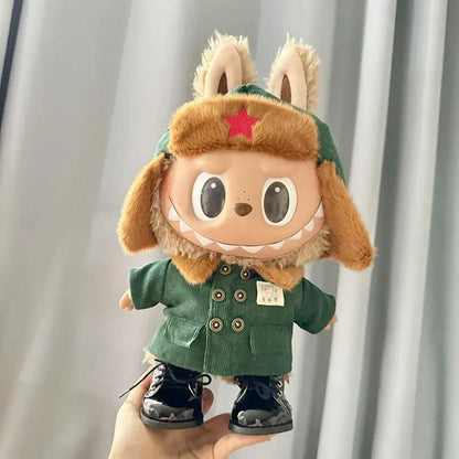 Labubu 38cm Plush Doll Clothes – MOKOKO Coat with Rabbit Ear Strap Skirt Set, Cute Doll Outfit & Accessories