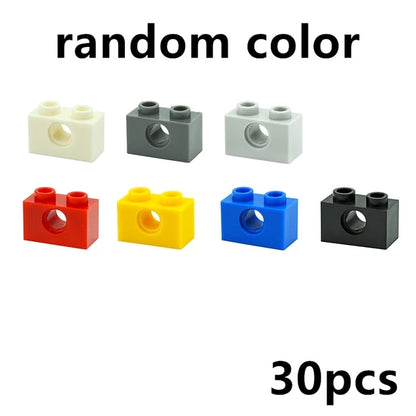 Technical Building Block Long Beam with Holes – Thick MOC Studded Bricks Compatible with 3703, 32018, 3895, 2730, 3894, 3701, 3700