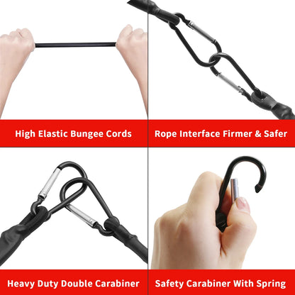 Baiann Stretch Elastic Bungee Cords with Hooks - 30/60/90/120/150cm for Bikes, Car Luggage, Roof Rack, & Tie-Downs