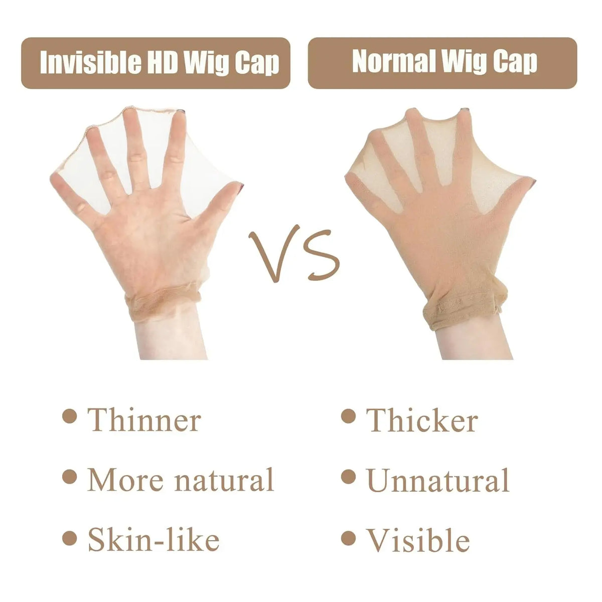 HD Invisible Wig Cap for Women – Ultra-Thin Stretchy Nylon Stocking Cap for Lace Front Wigs, Sheer Breathable Hair Net