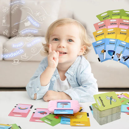 Early Education Flashcards – Talking English Learning Toys for Kids, Preschool Electronic Audio Book Machine Gift