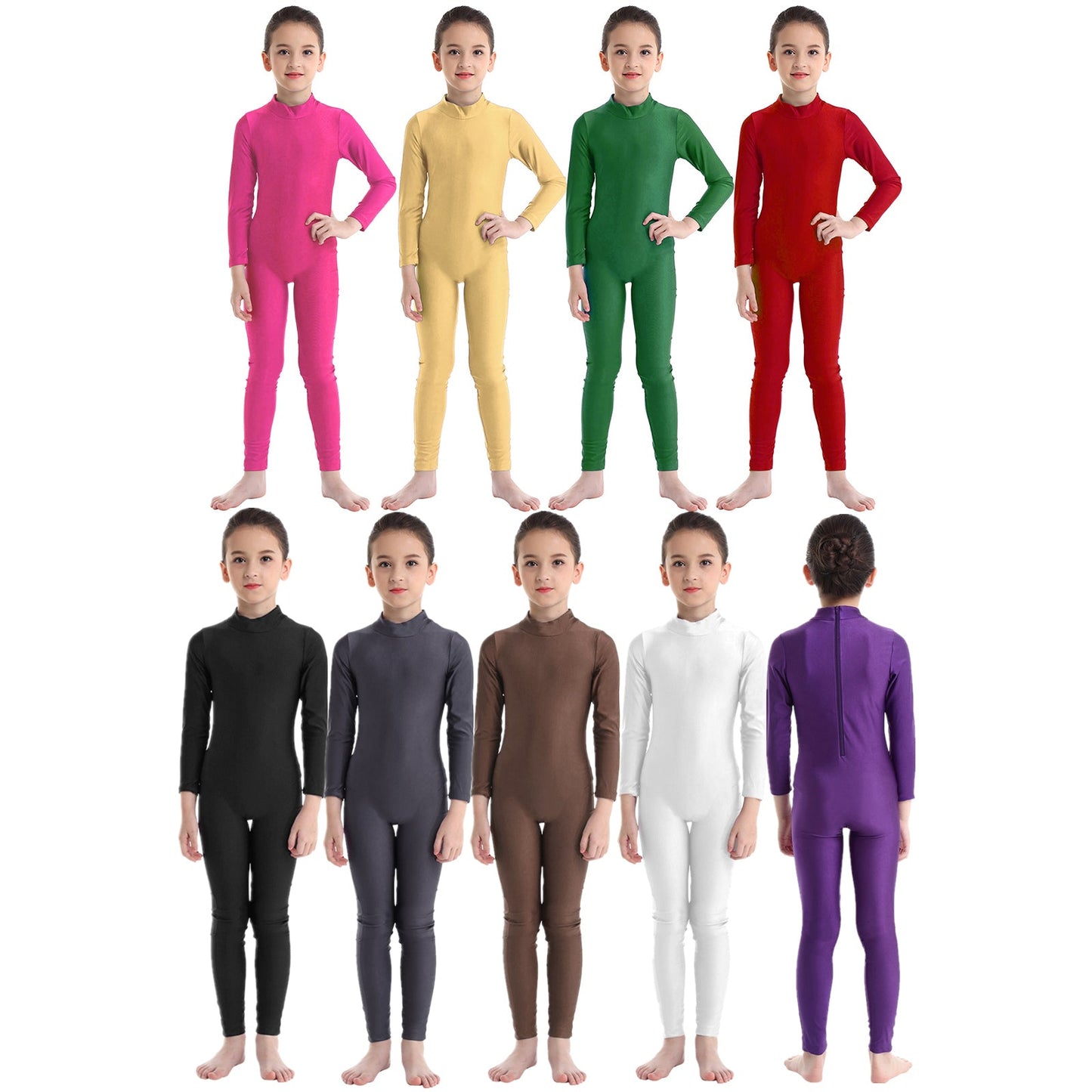 Kids Girls Full Body Gymnastics Bodysuit, Ballet Dance Jersey Leotard, Jumpsuit Sports Unitard, Children Dancewear and Sportswear