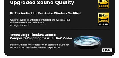 Edifier W820NB Plus Wireless Headphones – 43dB ANC, Hi-Res LDAC, 49H Playtime, Over-Ear Bluetooth Headset