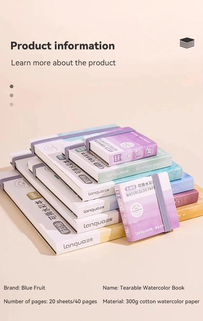 100% Cotton Mini Watercolor Paper Book – 300gsm Tearable Sketchbook Journal for Drawing & Painting