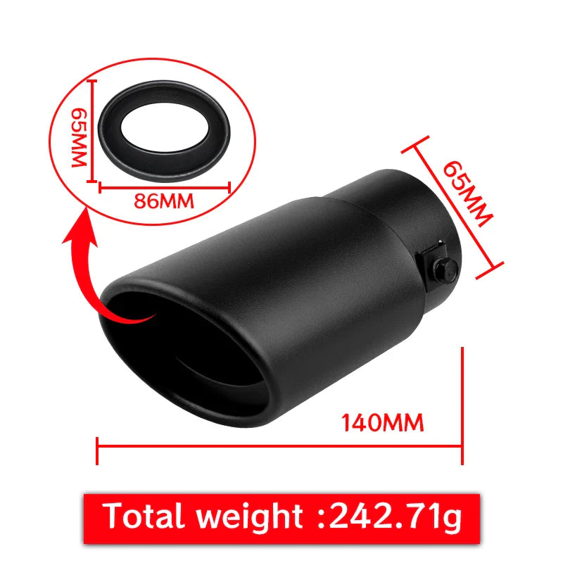 2.5" Black Car Exhaust Muffler Tips - Rear Tail Pipes for Custom Exhaust Systems