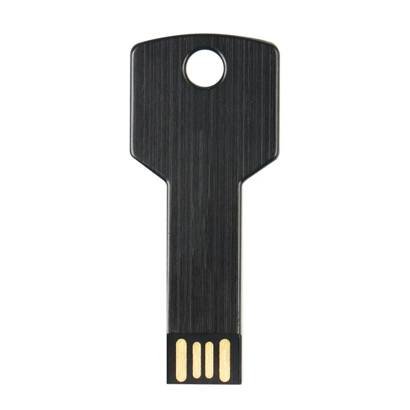 64GB Metal Key-Shaped USB Flash Drive – High-Speed U Disk, Real Capacity Storage (Black/Silver)