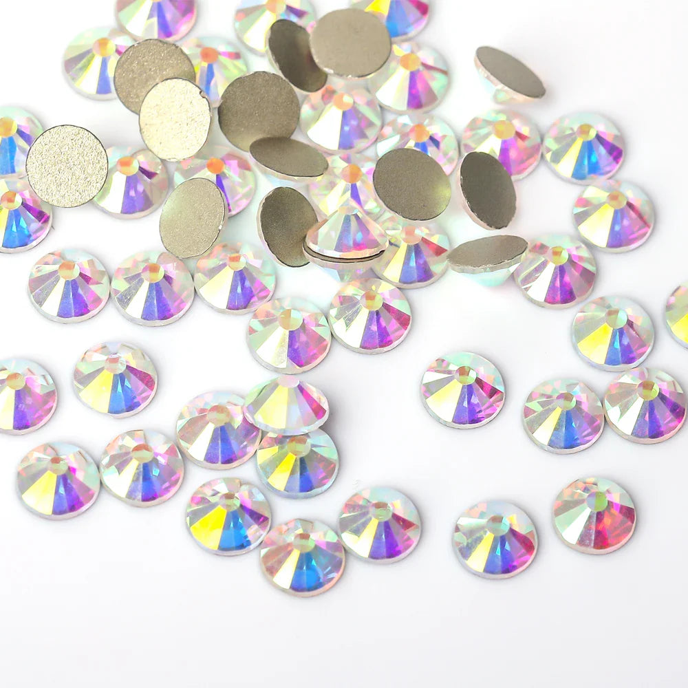 Super Glitter Crystal AB Rhinestones SS3–SS50 – Non-Hotfix Flatback Strass Stones for Nail Art, Fabric, Garment & DIY Decoration