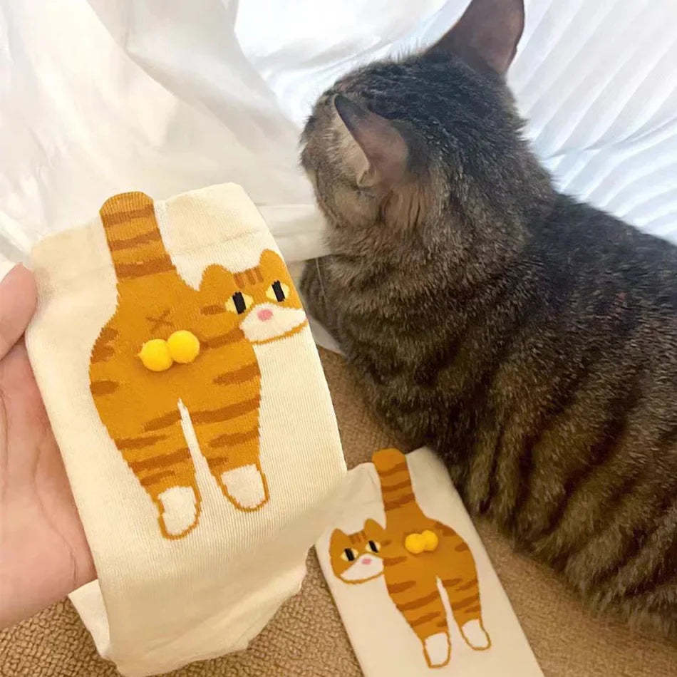 Cartoon Cat Cotton Socks for Women – Breathable Comfortable All-Season Gift for Cat Lovers