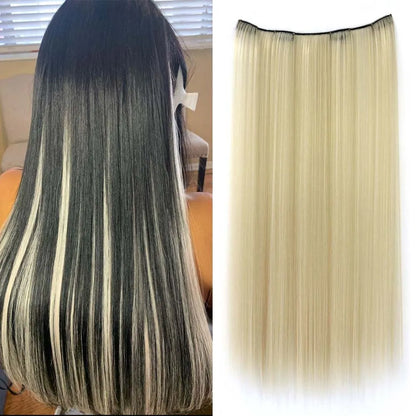 22-Inch Colorful Straight Clip-In Hair Extensions - Long Heat-Resistant Synthetic Hairpiece for Women